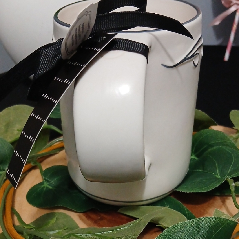Rae Dunn White Mug with Black Script and Scroll Accents NWT - Picture 8 of 8